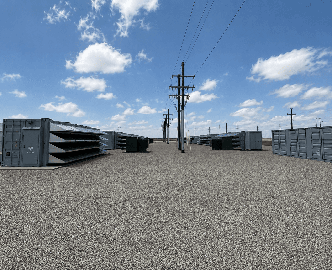 Air-cooled container infrastructure and power distribution at Mintwest’s ERCOT facility